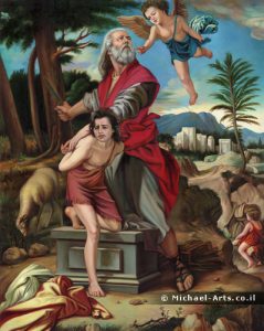 ציור עקידת יצחק - ציור העתק, הצייר מיכאל חונדיאשוילי, שמן על בד, תשנ